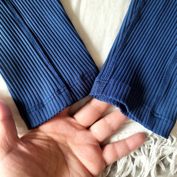 Year of Ours Ribbed Lace Up Football Leggings in Navy size Medium - Picture 7 of 17